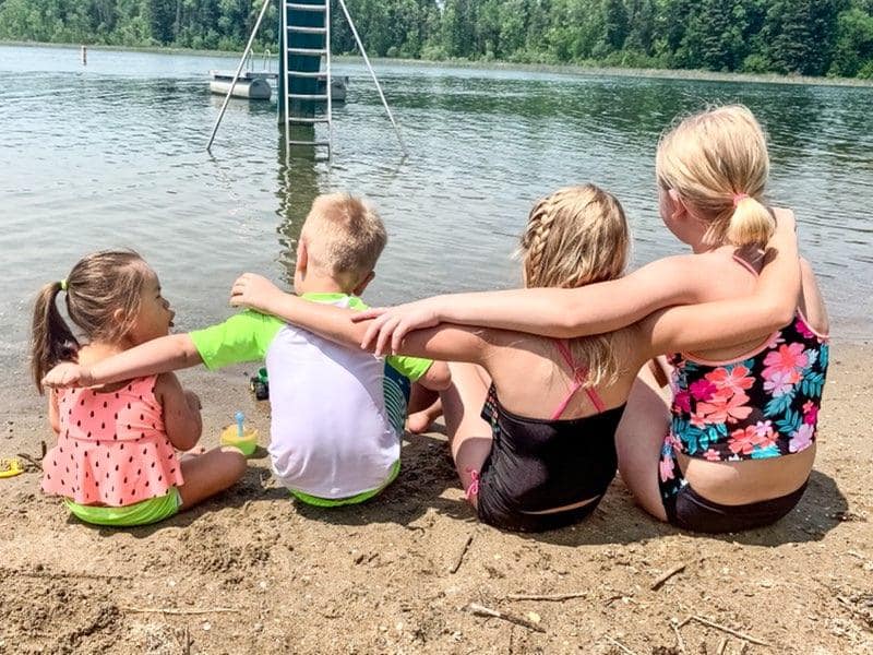 Group of kids on the Jolly Fisherman beach.