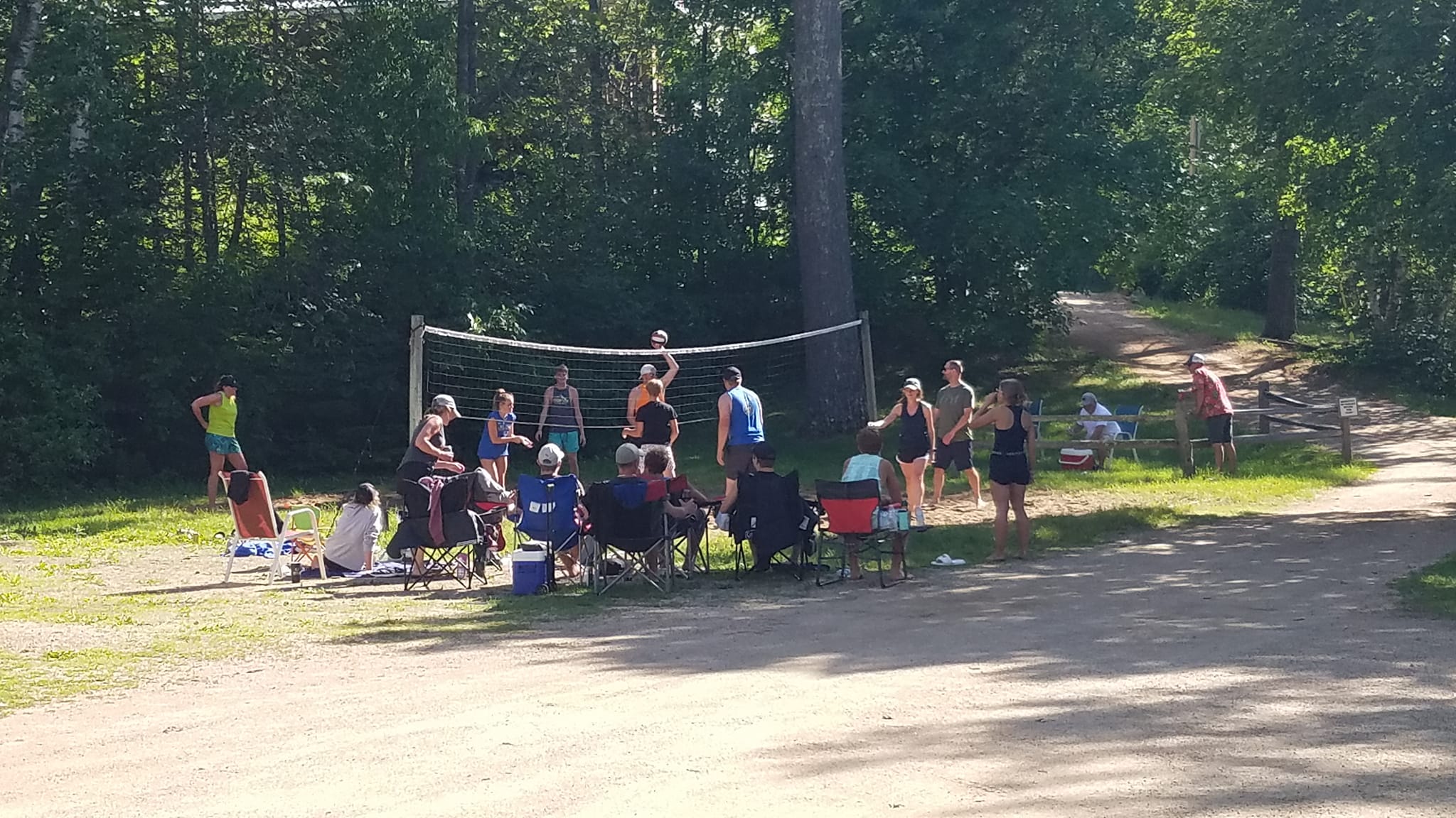 Family playing volleyball